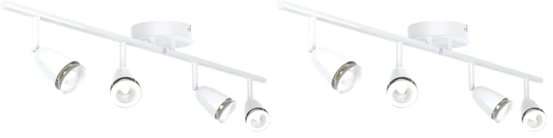 National Lighting Led Celing Lights Rotatable, 4 Way Ceiling Spolights, Gloss White Finish, for Living Room, Kitchen, Bedroom, GU10 Led Compatible (Pack of 2)