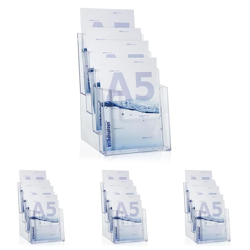 Taymar A5 Clear 4 Tier Brochure Display Stand (Pack of 4)