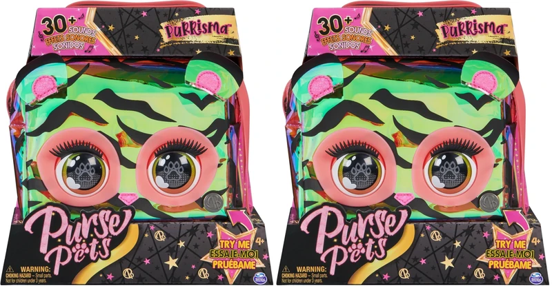 Purse Pets, Purrisma Interactive Tiger Pet Toy & Crossbody Bag, over 30 Sounds & Reactions, Kids’ Toys for Girls & Tweens (Pack of 2)