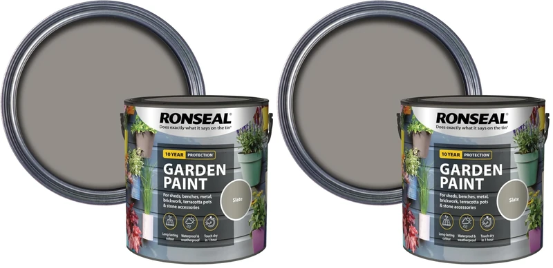Ronseal RSLGPSL25L GPSL25L Garden Paint Slate 2.5 Litre (Pack of 2)