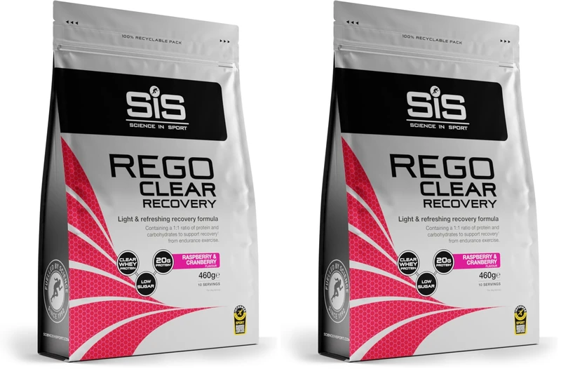 Science in Sport Rego Clear Recovery | Clear Whey Protein Shake | 20g Protein, 21g Carbs, Low in Sugar | Raspberry & Cranberry, 460g (Pack of 2)