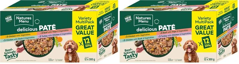 Natures Menu - Wet Dog Food - Pouches for Adult Dogs - Mixed Variety Jumbo Pack - 12 x 300g (Pack of 2)