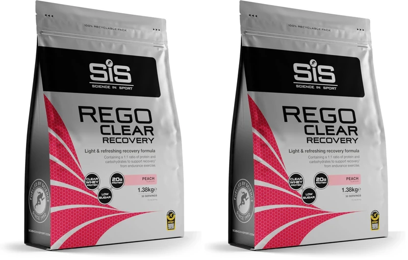 Science in Sport Rego Clear Recovery | Clear Whey Protein Shake for Muscle Recovery | 20g Protein per Serving, Peach Flavour 1.38Kg (Pack of 2)