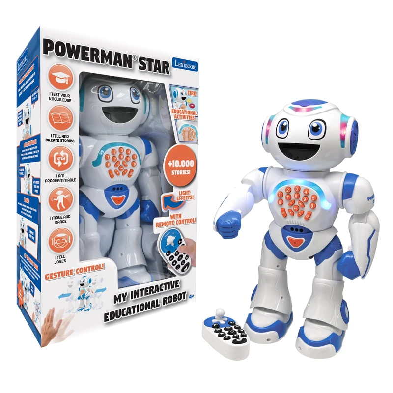 LEXIBOOK Powerman Star - Remote Control Walking Talking Toy Robot STEM Programmable for kids 4+ - ROB85ENLXB