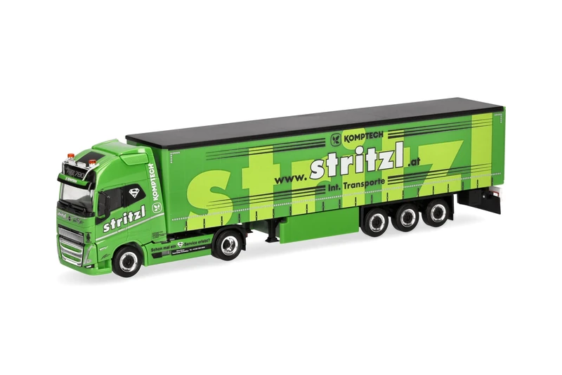 Herpa truck model Volvo FH16 GL XL 2020 curtain-sider articulated truck “Stritzl” (Austria), on a scale of 1:87, plastic miniature, made in Germany, collectors edition