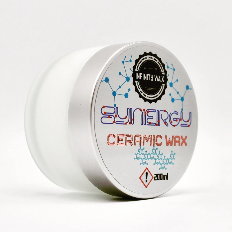 Infinity Wax Synergy Ceramic Wax 200ml – Ultra Durable Synthetic Wax with SiO₂, Fluoropolymer & PE Blend – 14-Month Protection, 124° Water Contact Angle, Covers Up to 25 Vehicles