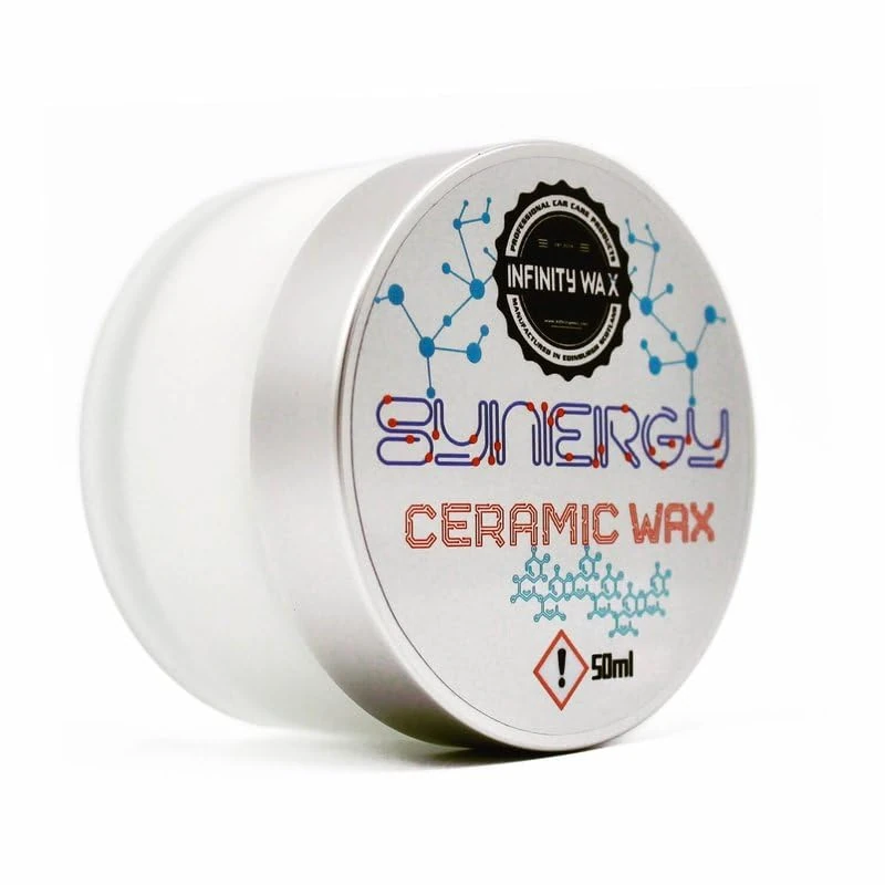 Infinity Wax Synergy Ceramic Wax 50ml – Ultra Durable Synthetic Wax with SiO₂, PTFE-Like Fluoropolymers & PE, 14-Month Protection, 124° Water Contact Angle, High Heat & Detergent Resistance