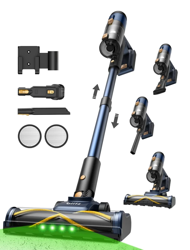 Vexilar Cordless Vacuum Cleaner, 50KPa/450W/50Mins, Lightweight Cordless Vacuum with Green LED, Anti-Tangle, LED Touchscreen, Detachable Battery, Stick Vacuum for Hardfloor Carpet and Pet Hair