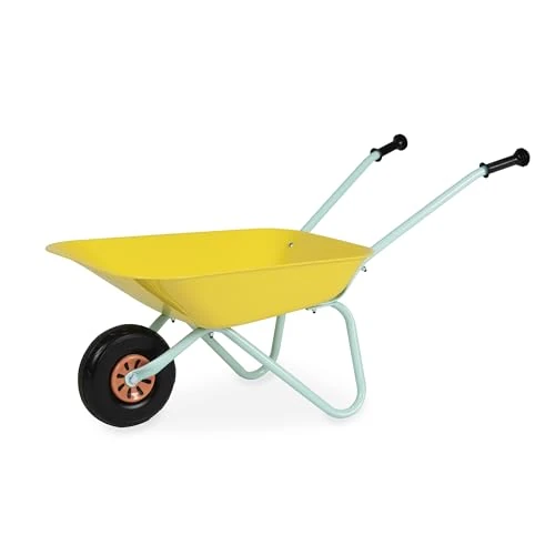 Janod - Metal Wheelbarrow for Children Ages 2 and Up - Suitable for Children for Gardening and Outdoor Activities - Ages 2 and Up