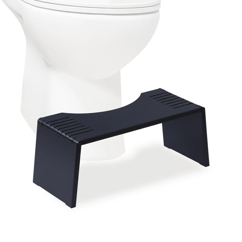 Relaxdays Bamboo Foldable Toilet Stool for Adults, Non-Slip, 19x43.5x20 cm, Black