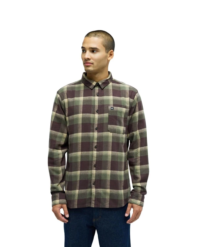 Quiksilver Helmet Motherfly Plaid LS Mens Brown - Image 1