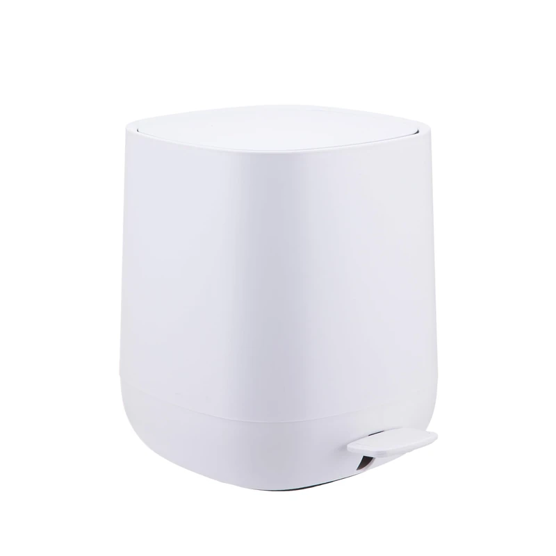 Relaxdays Bathroom Bin 5L Soft-Close, Removable Inner, Pedal, Matte Finish, 25x21.5x21.5cm, White