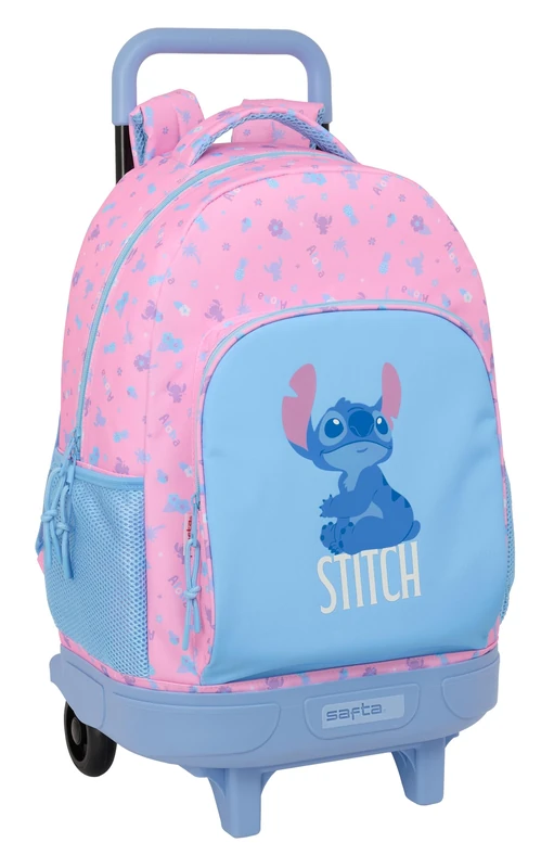 Stitch Bright - Large Backpack with Wheels, Compact, Removable, Ideal for Children of Different Ages, Comfortable and Versatile, Quality and Resistance, 33 x 22 x 45 cm