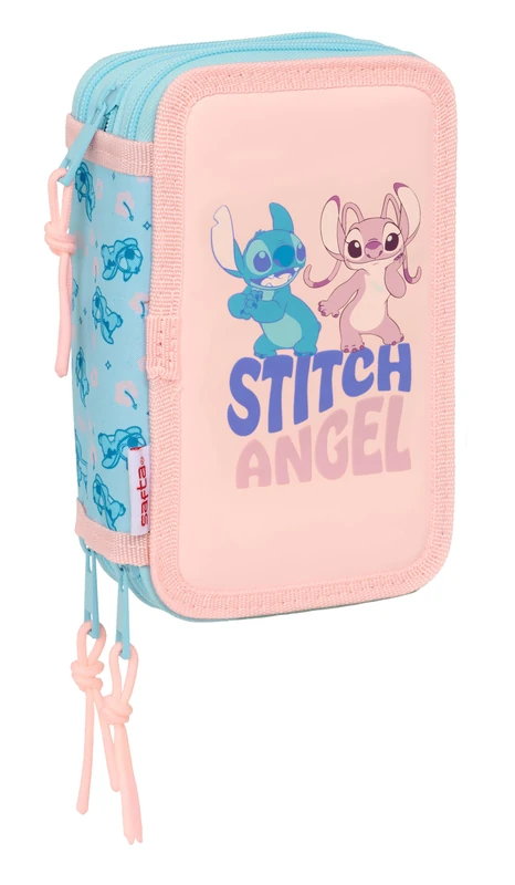 STITCH OHANA - School Pencil Case with 37 Tools Included, Children's Pencil Case, Child, Ideal for Children from 5 to 14 Years, Comfortable and Versatile, Quality and Resistance, 12.5 x 5.5 x 19.5 cm