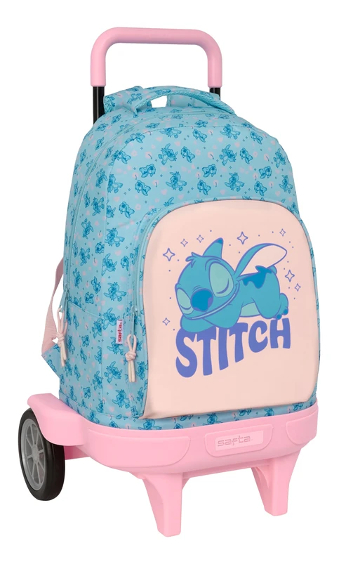 STITCH OHANA - Large Backpack with Wheels, Compact Evolution, Removable, Ideal for Children of Different Ages, Comfortable and Versatile, Quality and Resistance, 33 x 22 x 45 cm