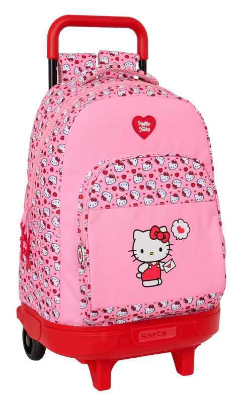 Hello Kitty - Large Backpack with Wheels, Compact, Removable, Ideal for Children of Different Ages, Comfortable and Versatile, Quality and Resistance, 33 x 22 x 45 cm