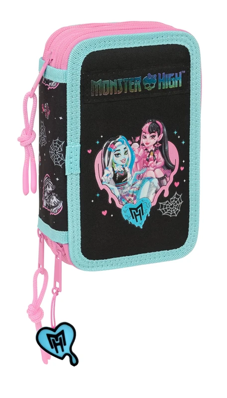 MONSTER HIGH - School Pencil Case with 37 Tools Included, Children's Pencil Case, Child, Ideal for Children from 5 to 14 Years, Comfortable and Versatile, Quality and Resistance, 12.5 x 5.5 x 19.5 cm