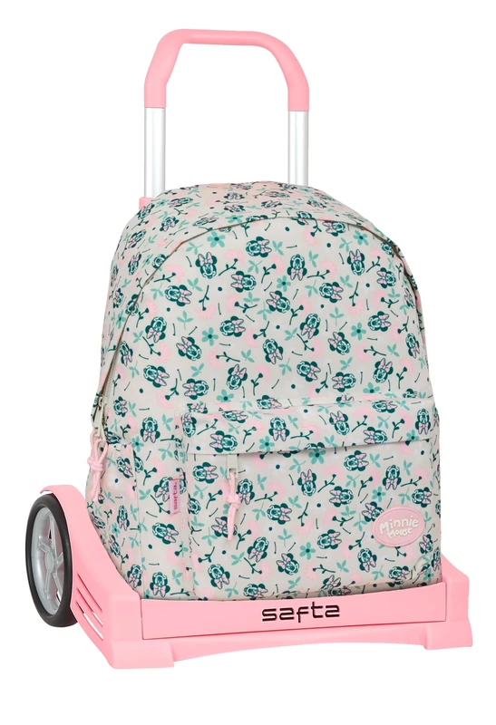 MINNIE MOUSE MINTY – School Backpack 775, Ergonomic Back, with Safta Evolution Trolley, Ideal for Children of Different Ages, Comfortable and Versatile, Quality and Resistance, 31 x 13 x 43 cm