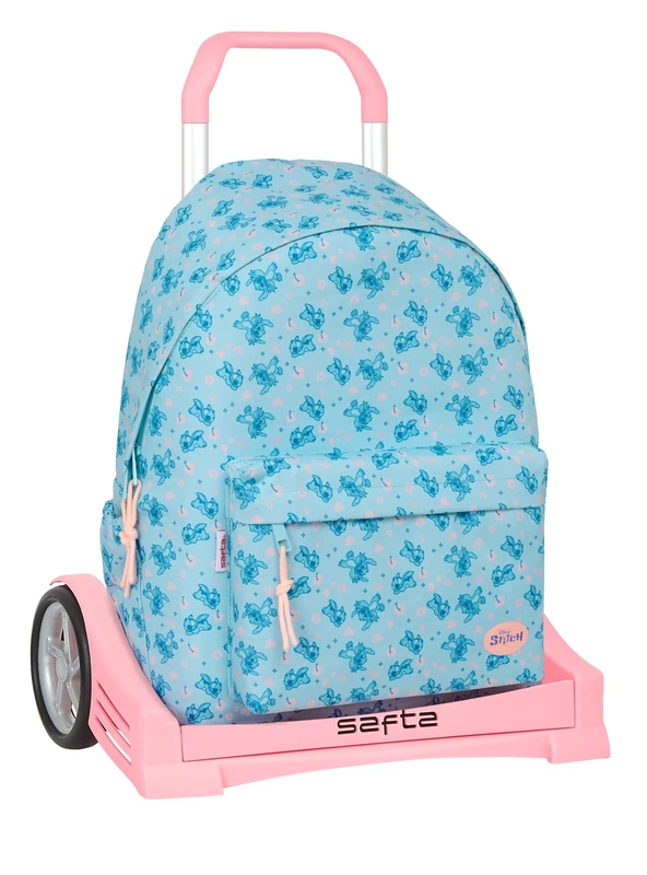 STITCH OHANA - School Backpack 775, Ergonomic Back, with Safta Evolution Trolley, Ideal for Children of Different Ages, Comfortable and Versatile, Quality and Resistance, 31 x 13 x 43 cm