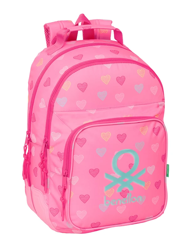 BENETTON HEART – Children's School Backpack, Ideal for Children of Different Ages, Comfortable and Versatile, Quality and Resistance, 32 x 15 x 42 cm - Image 1