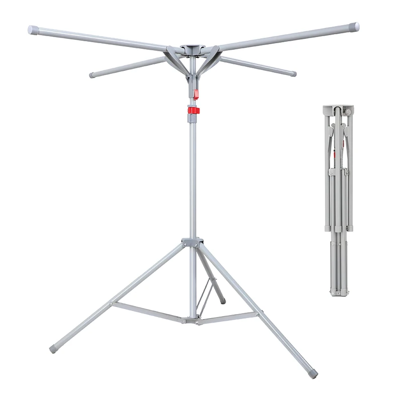 Relaxdays Folding Rotary Clothes Airer, Adjustable Height, 15 kg Capacity, 180 x 125 x 125 cm, Grey