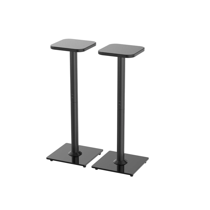 Relaxdays Speaker Stands Set of 2, Non-Slip, Metal/Tempered Glass, 78.5x30x30 cm, Black