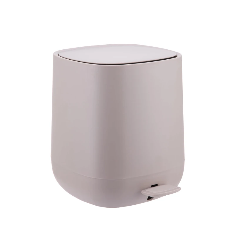 Relaxdays Cosmetic Bin with Soft-Close, Removable Inner Bucket, 5L, Matte Finish, Beige, 25x21.5x21.5 cm
