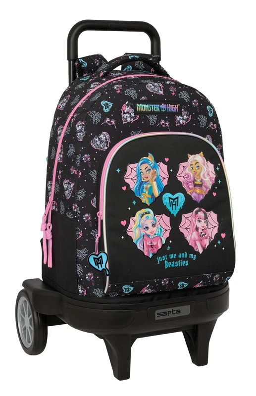 Monster HIGH - Large Backpack with Wheels, Compact Evolution, Removable, Ideal for Children of Different Ages, Comfortable and Versatile, Quality and Resistance, 33 x 22 x 45 cm