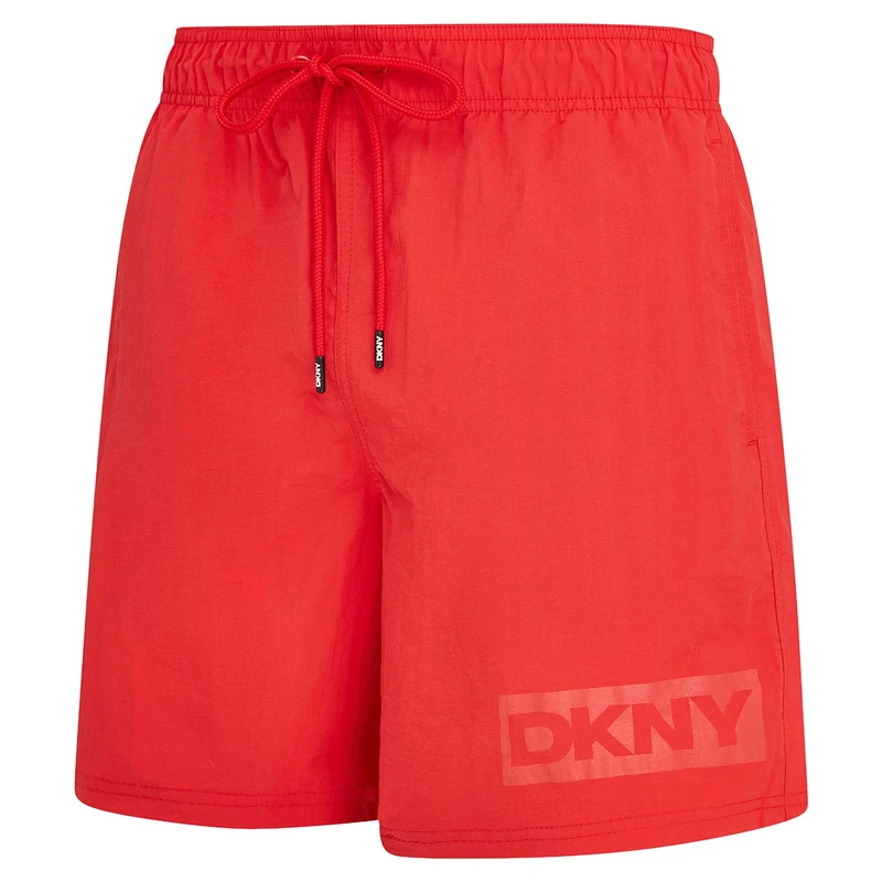 DKNY Kos Men's Swim Shorts | Quick-Dry Mens Swimming Shorts with Mesh Lining, Elastic Waist, & Side and Zip Pockets | Modern Mens Swimming Trunks for Pool & Everyday Comfort, Red - Image 1