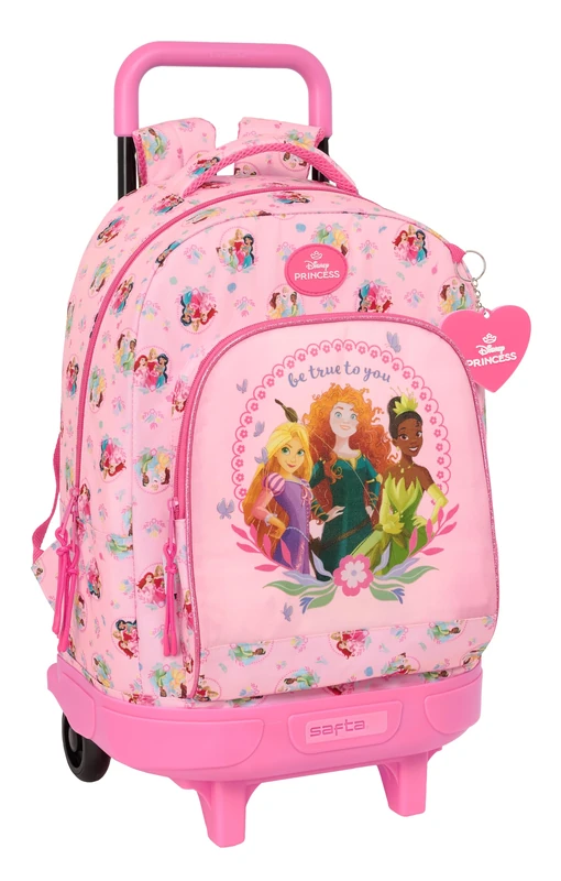 PRINCESAS Disney – Large Backpack with Wheels, Compact, Removable, Ideal for Children of Different Ages, Comfortable and Versatile, Quality and Resistance, 33 x 22 x 45 cm