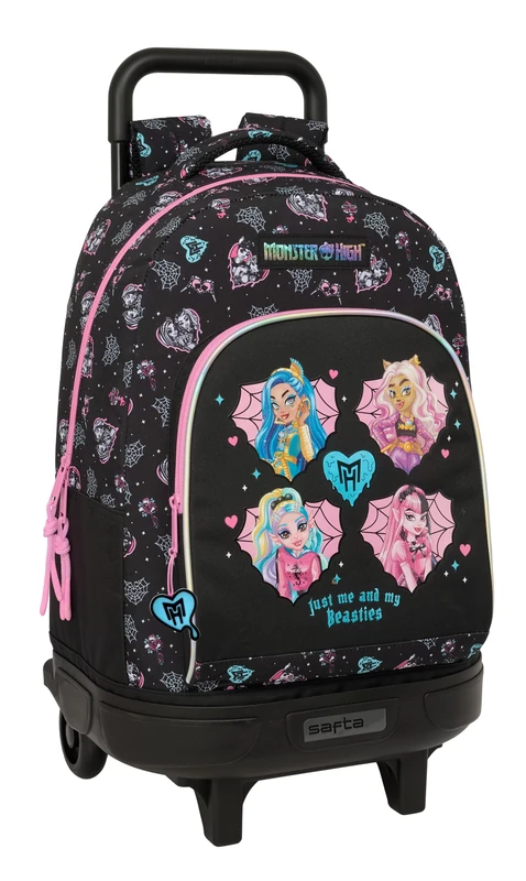 Monster HIGH - Large Backpack with Wheels, Compact, Removable, Ideal for Children of Different Ages, Comfortable and Versatile, Quality and Resistance, 33 x 22 x 45 cm