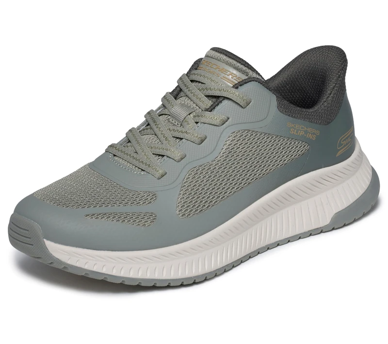 Skechers Women's Bobs Squad 4 Staple Look Trainers, Olive Hot Melt Mesh Multi Trim, 6.5 UK