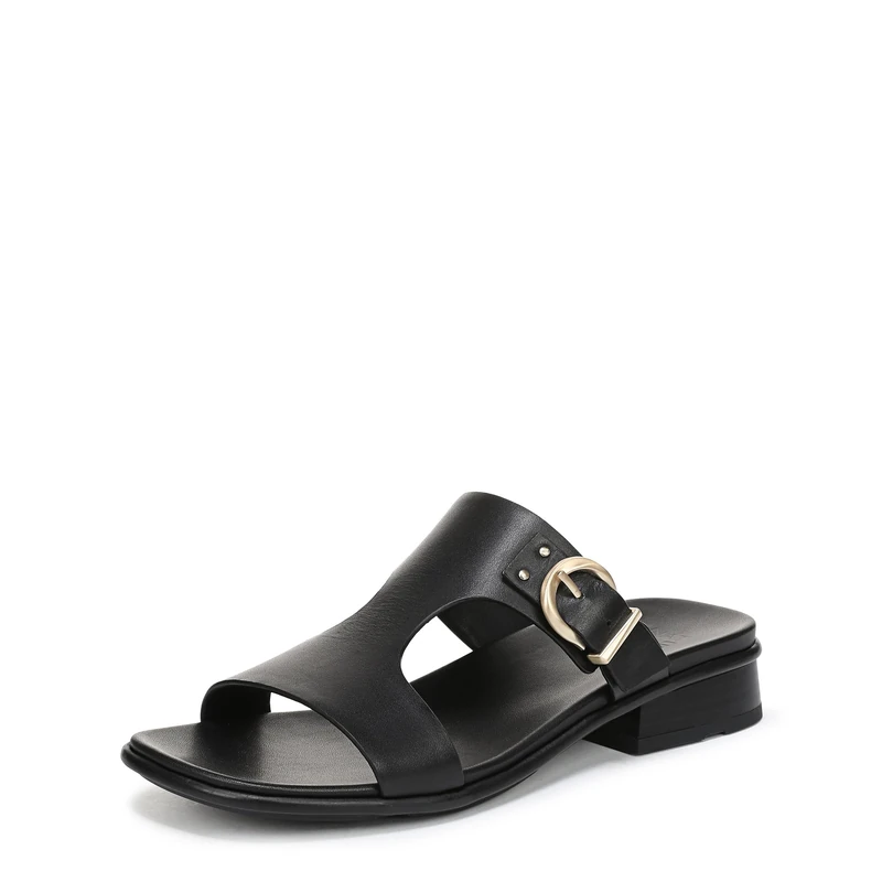 Naturalizer Women's Beach Flat Sandals, Black Leather, Wide Fit, UK 4 - Image 1
