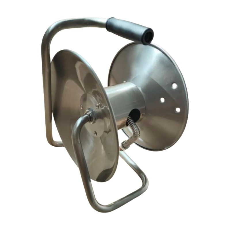 Relaxdays Stainless Steel Hose Reel for 15m 1/2" Hose, 36x22x27.5cm, Silver