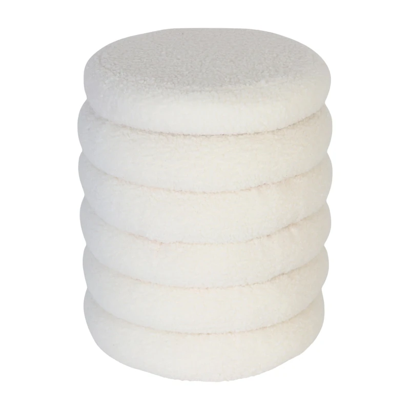 Relaxdays Storage Stool with Teddy Bouclé Fabric, 44 x 37 cm, Hallway, Boho, Scandi Natural White