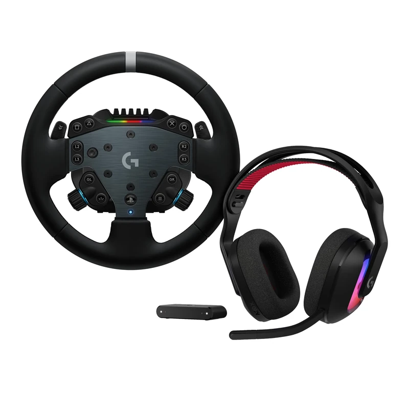 Logitech G RS50 System for PS5/PS4/PC, 3-Piece Sim Racing Steering Wheel Setup - 8 Nm Direct Drive + Astro A20 X LIGHTSPEED Wireless Gaming Headset with 2-system PLAYSYNC Audio, Bluetooth, RGB - Black