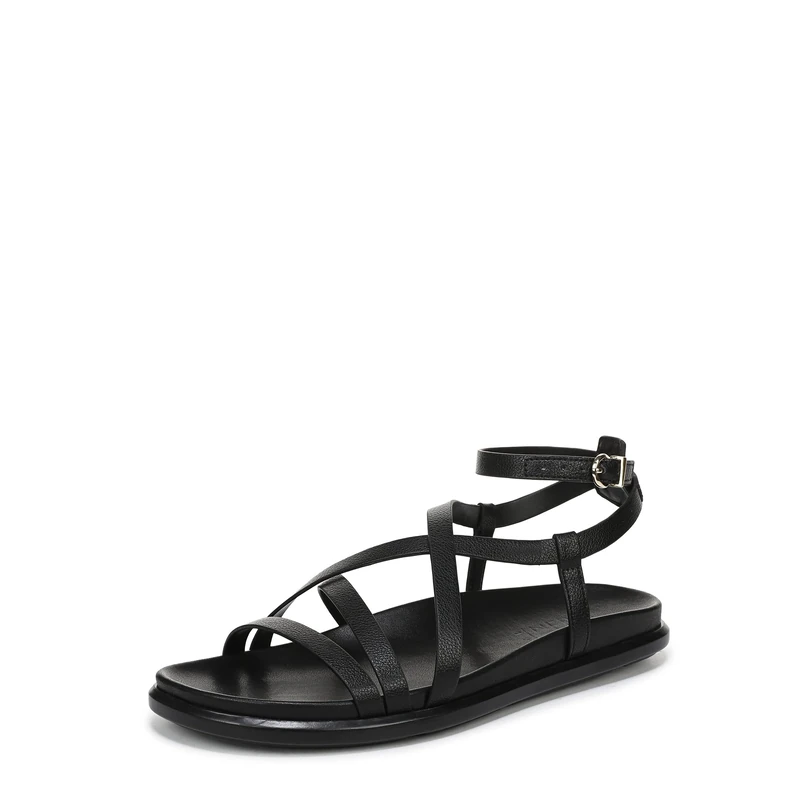 Naturalizer Women's Fame Flat Sandals, Black Faux Leather, Wide Fit, UK 8 - Image 1