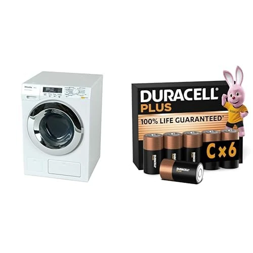 Theo Klein Miele Washing Machine, 4 programs/sound, 3+ years, & Duracell Plus C 6 pack