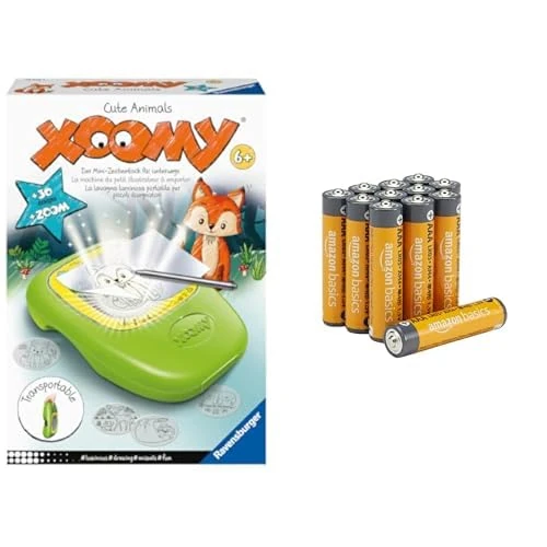 Ravensburger Xoomy Midi Animals, Drawing Projector, 6+ Years, & Amazon Basics AAA Alkaline 12 Pack, 10yr Shelf