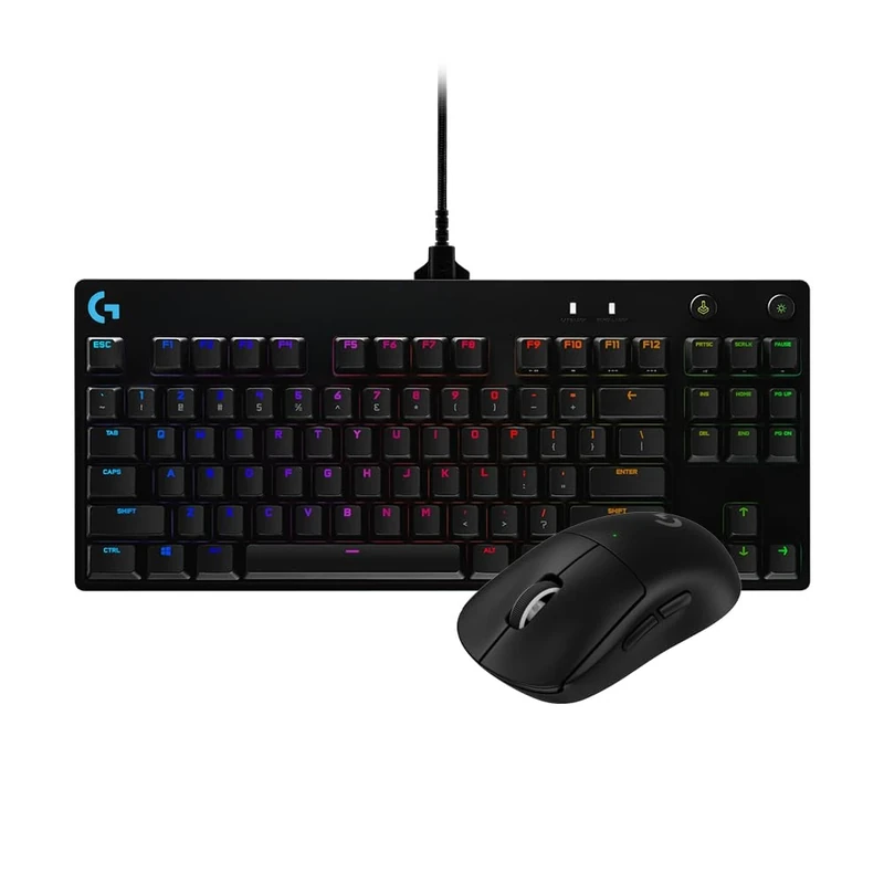 Logitech G PRO X SUPERLIGHT 2 SE wireless gaming mouse, 60g, 44K DPI, 888+ IPS, 1 kHz polling + PRO Mechanical Gaming Keyboard (UK QWERTY), Tenkeyless, Clicky Switches, RGB Backlit, PC/Mac - Black