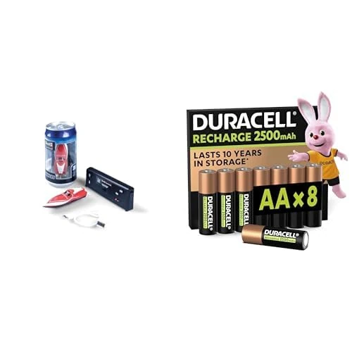 Revell Control Mini RC Boat, 2.4GHz/battery, 8+ years, & Duracell AA Rechargeable 8 pack, 2500mAh