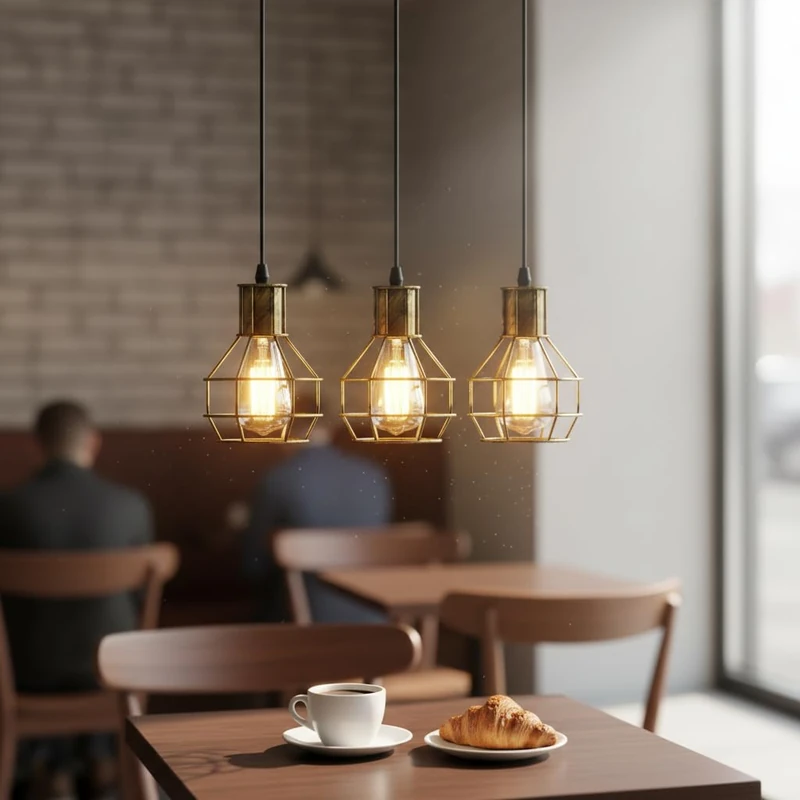 LEDSone 3-Light Industrial Black Geometric Ceiling Lamp