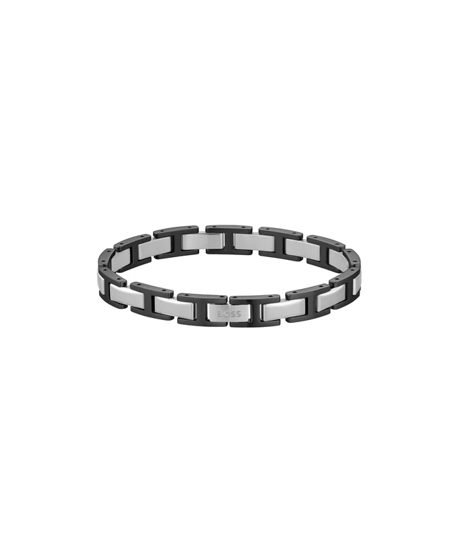 BOSS Jewelry Men's Link Bracelet in Stainless Steel and Plated Black Steel - 1580794