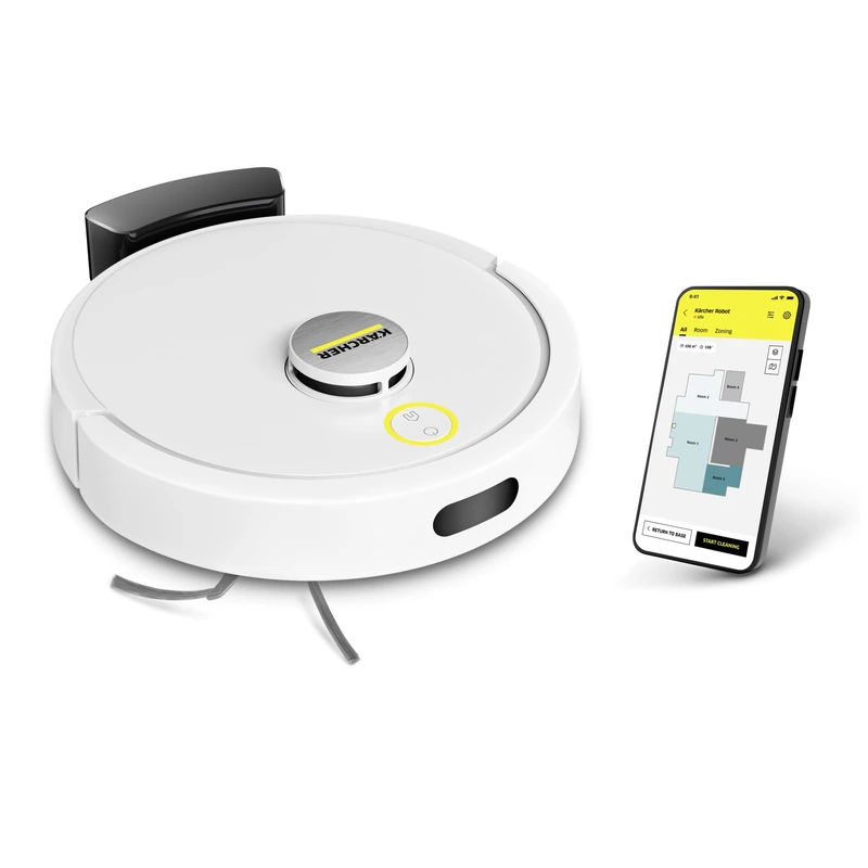 Kärcher vacuum and wet mop robot RVC 3, 15000Pa, up to 130 min run time, app control, mapping, laser navigation, fall protection sensors, automatic charging, for hard floors and carpets