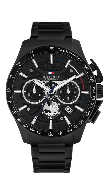 Tommy Hilfiger Chronograph Quartz Watch Black with Black Stainless Steel Bracelet - 1792262