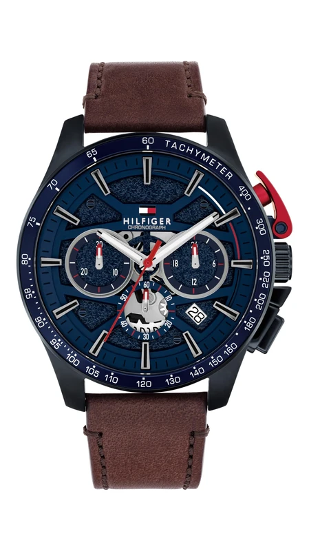 Tommy Hilfiger Chronograph Quartz Watch Brown with Brown Leather Strap - 1792268