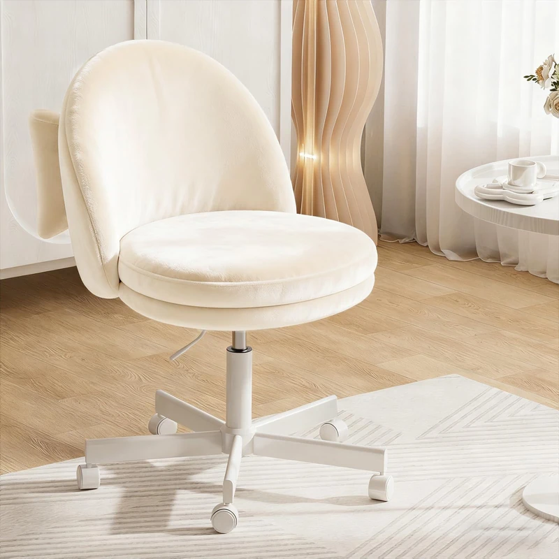 COMHOMA Office Desk Chair Makeup Vanity Chair Swivel Armless Height Adjustable Foam Padded Bedroom Dressing Table Chairs