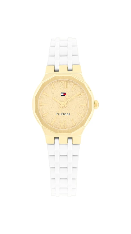 Tommy Hilfiger Three Hand Quartz Movement Watch White with White Silicone Bracelet - 1782883