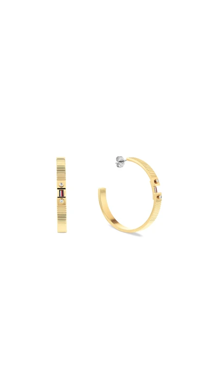 Tommy Hilfiger Jewelry Women's Hoop Earrings in Stainless Steel with Yellow Gold Ion Plating embellished with Crystals - 2781050