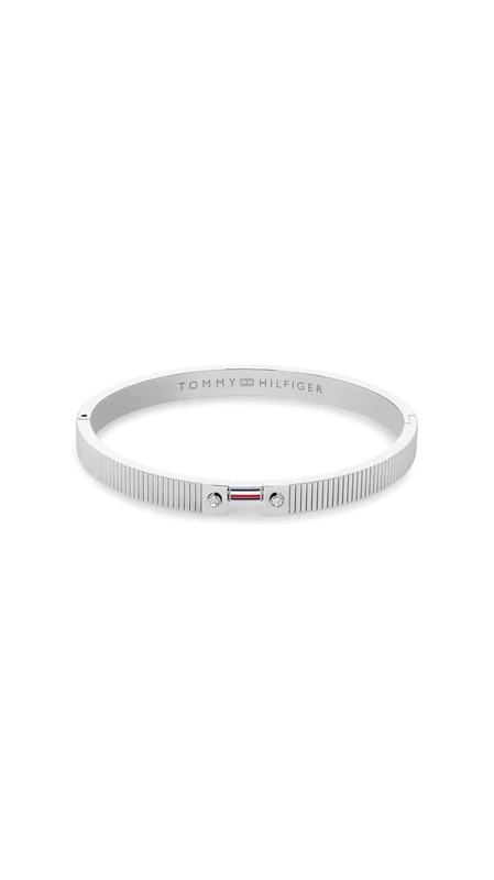 Tommy Hilfiger Jewelry Women's Bangle Bracelet in Stainless Steel Embellished with Crystals - 2781047